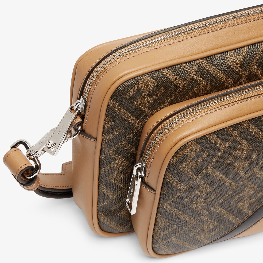 FENDI FF Fabric Crossbody Camera Bag Tan