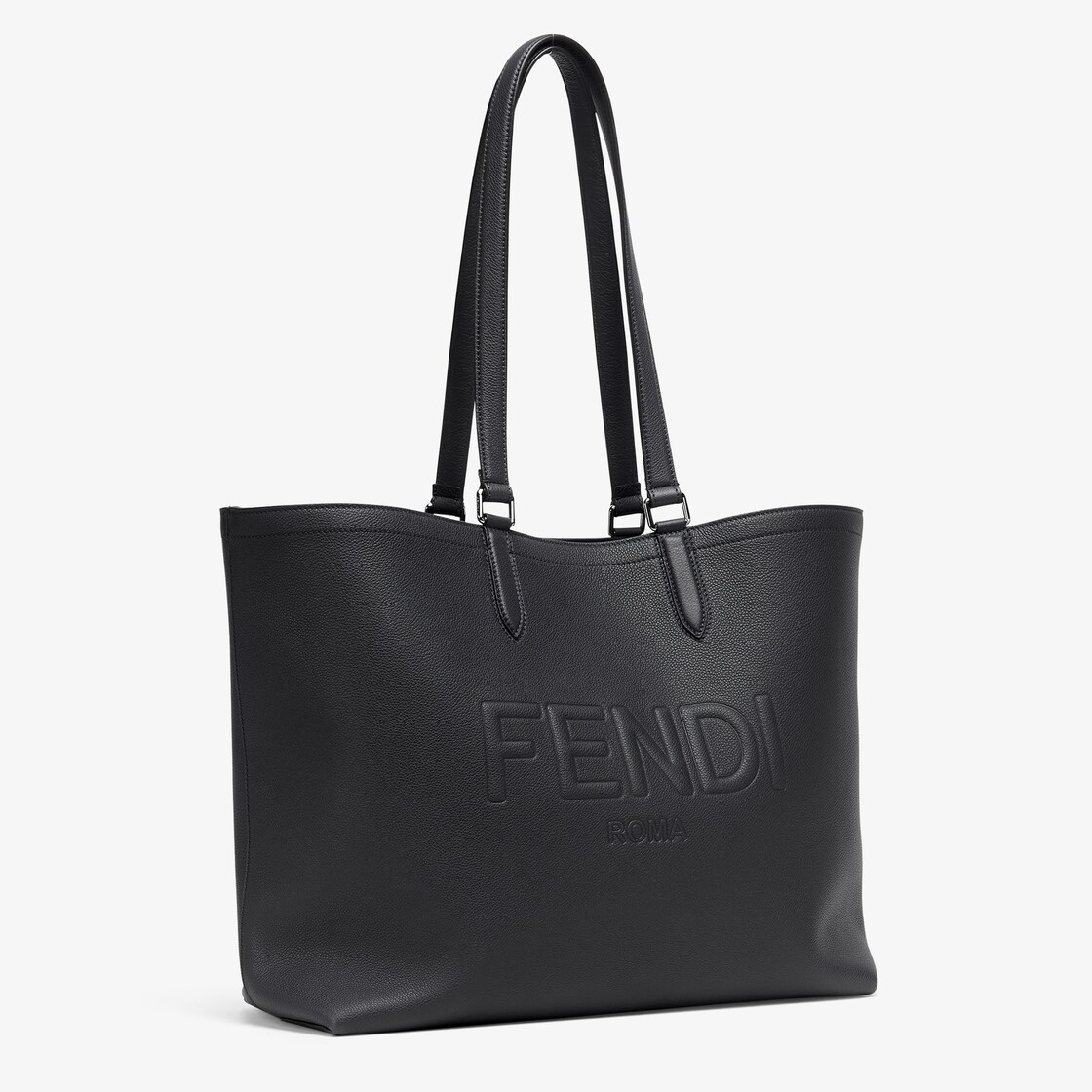 Fendi Roma Leather Shopper - Black leather bag | Fendi