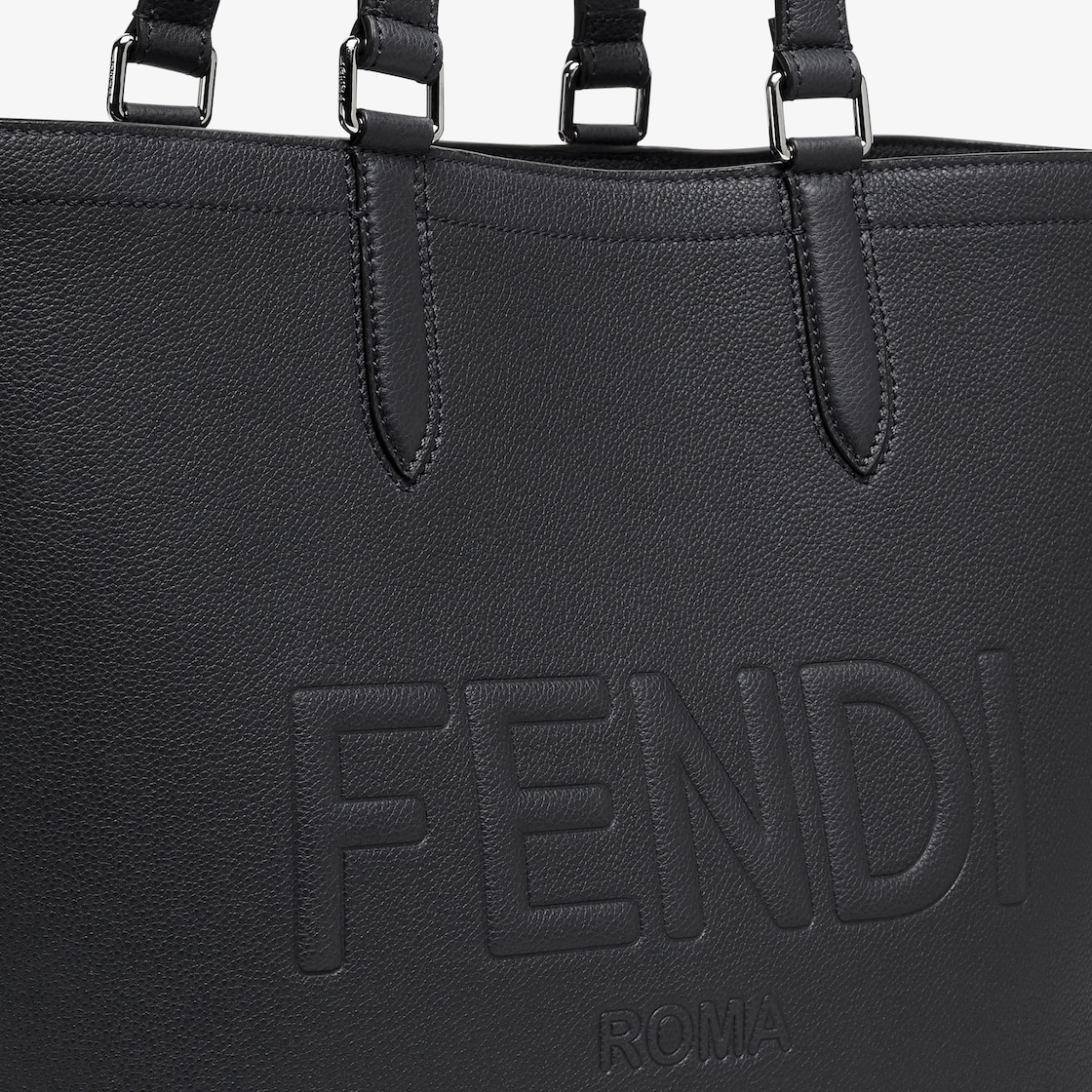 Fendi Roma Leather Shopper - Black leather bag | Fendi