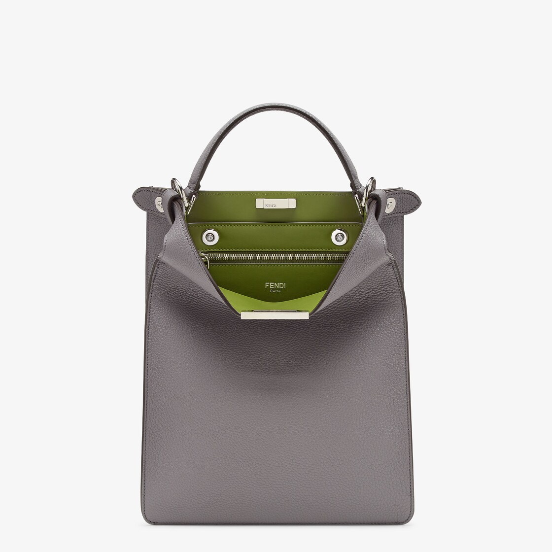 Peekaboo X Lite pequeno Bolsa de piel gris Fendi