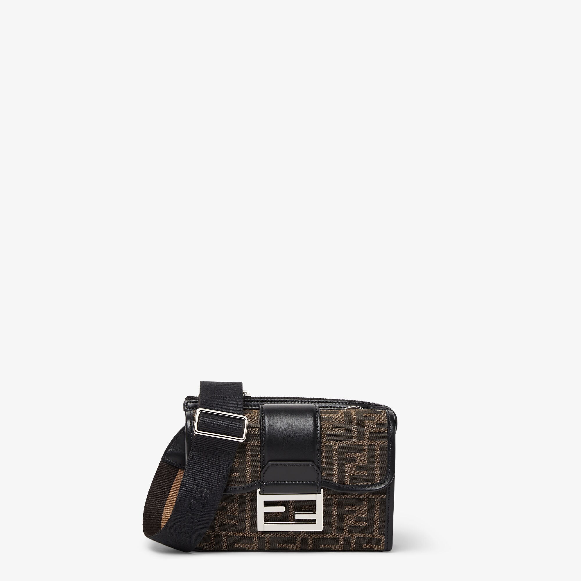 【FENDI】DOUBLE BAGUETTE CROSSBODY BAG Fendi - Baguette Double leather crossbody bag black - The Corner