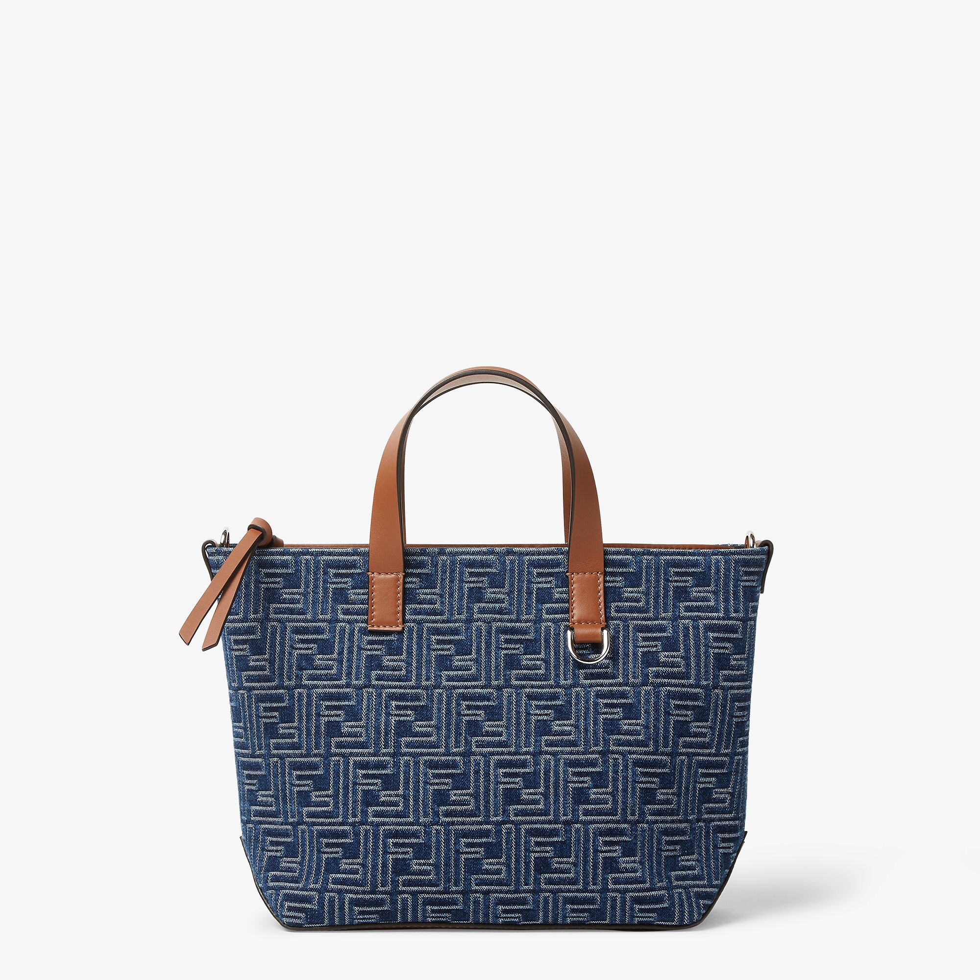 アウトレット☆【FENDI】ショッパーバッグ FFロゴ ギフトにも FFショッピングバッグ スモール ファブリック ブルー | Fendi