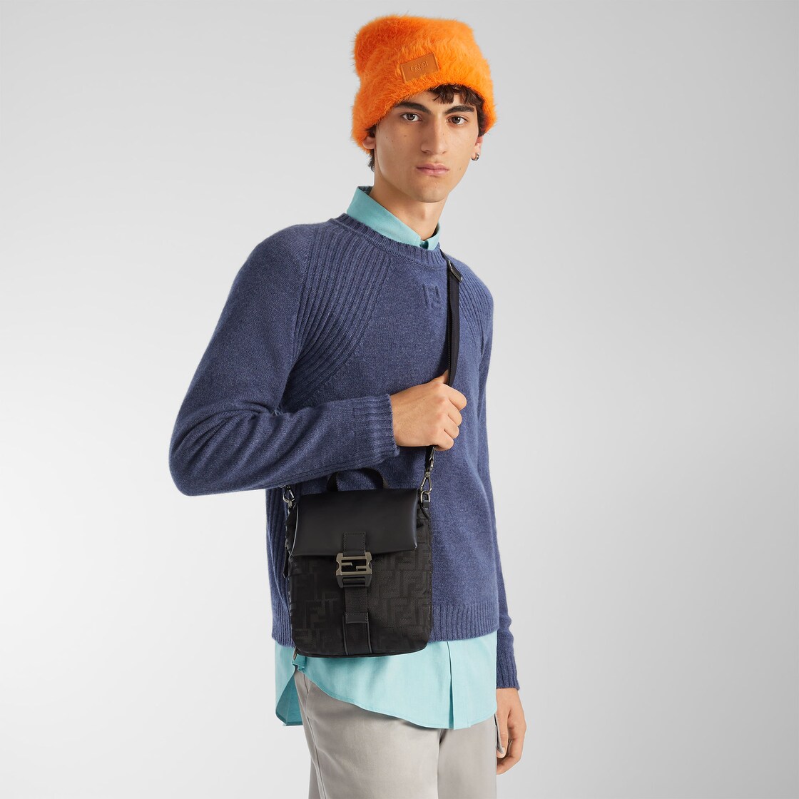 Fendi Flux Cross Body Fabric Black - Image 2/5