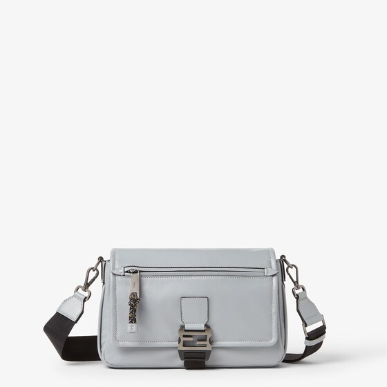 Fendi Flux Messenger bag made of light grey, smooth calfskin