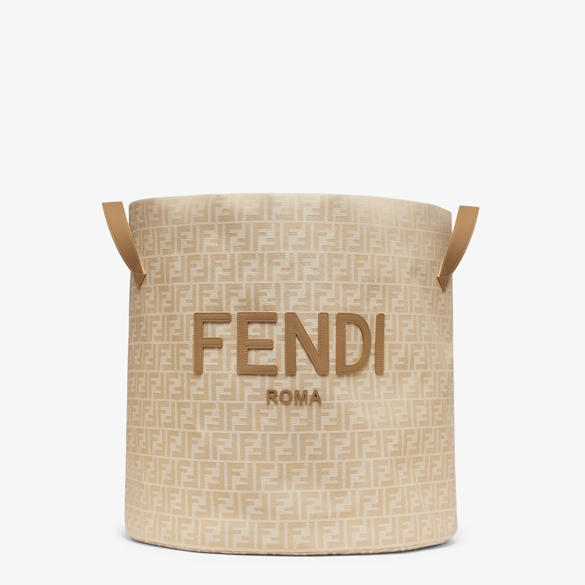 FENDI ロゴタオル ギフトボックス付き Jacquard and leather basket Fabric Beige | Fendi