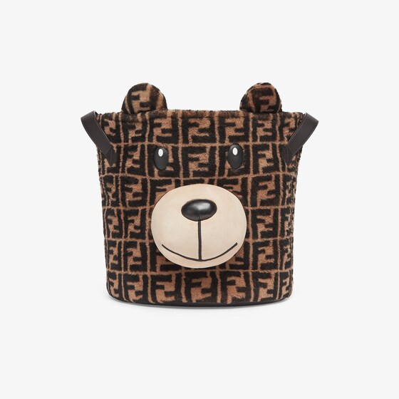Fendi Shearling toy bag with all-over tobacco FF logo