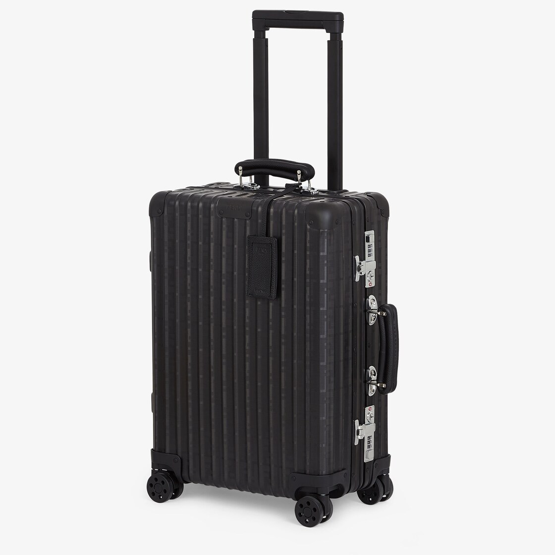 Cabin Size Trolley - Black aluminum trolley case with leather details ...