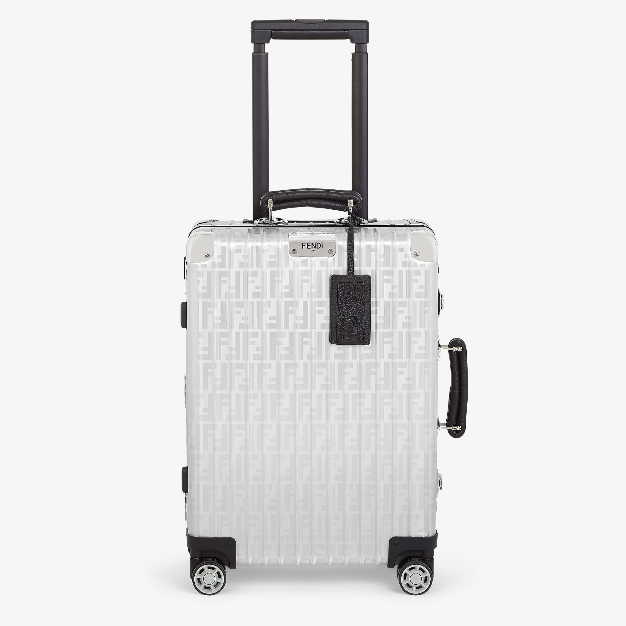 Cabin Size TrolleyAluminium trolley case with leather details