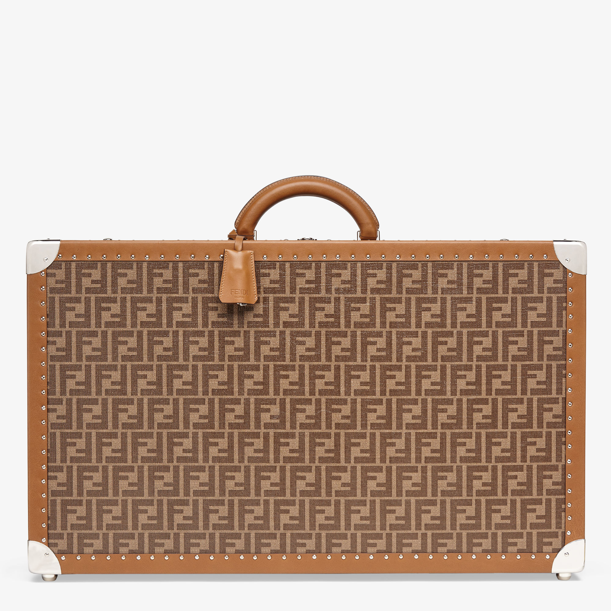 Large Rigid Suitcase - Brown fabric suitcase | Fendi