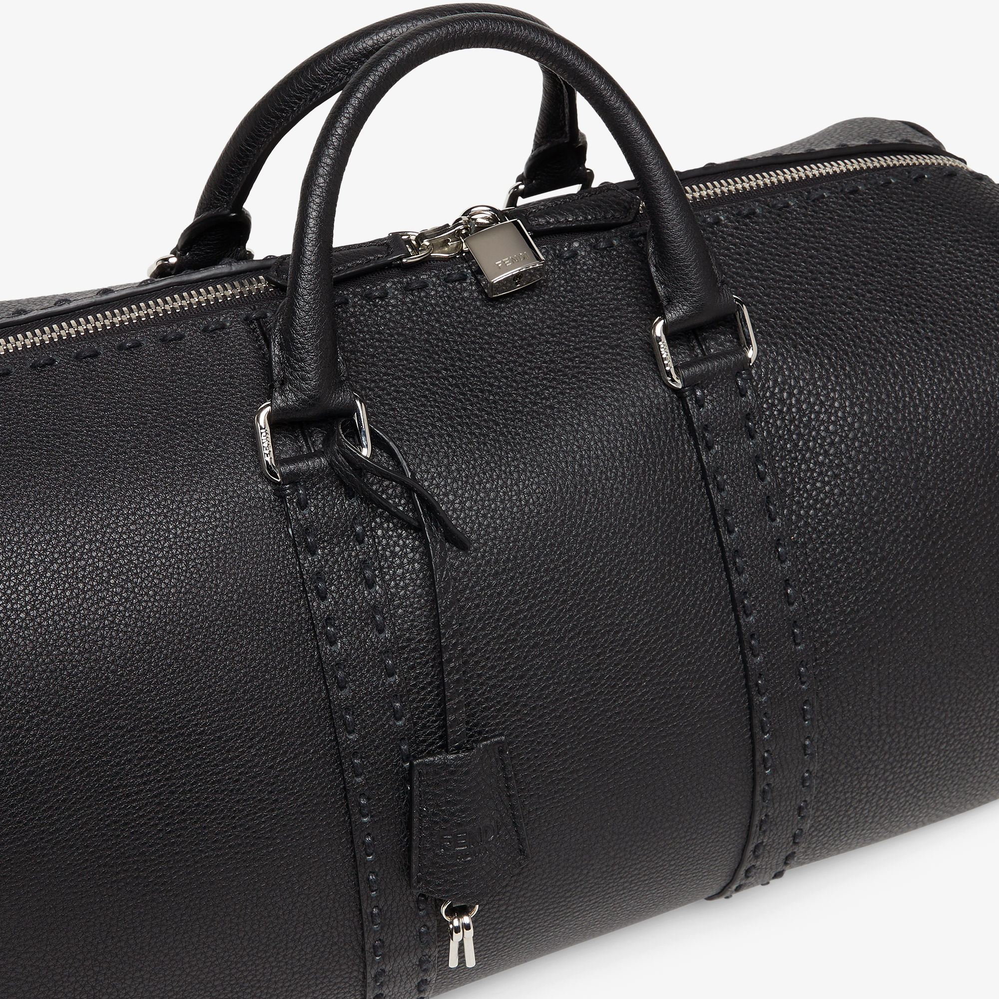 Medium Duffle Selleria Black Cuoio Romano leather holdall bag Fendi