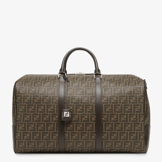 Fendi Men Large Duffle Ff Ff Fabric Travel Bag In Brown