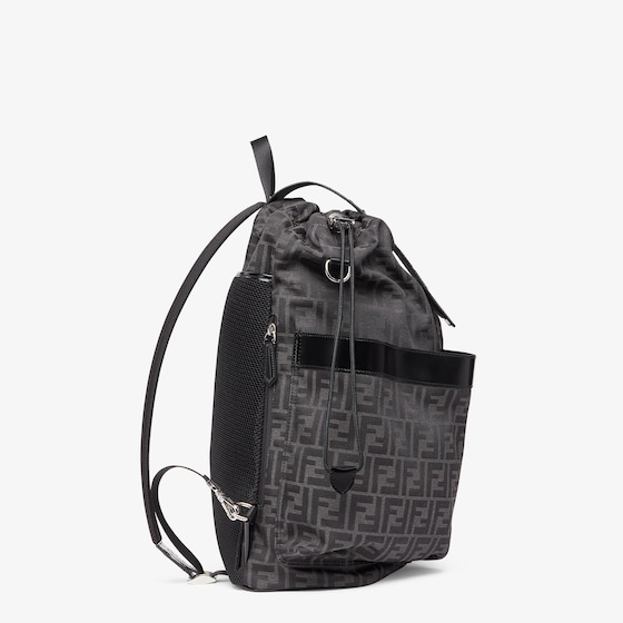Fendi Large backpack in jacquard fabric with a black and grey FF | Thumbnail 2