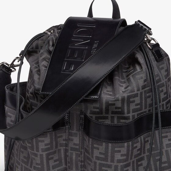 Fendi Large backpack in jacquard fabric with a black and grey FF | Thumbnail 4