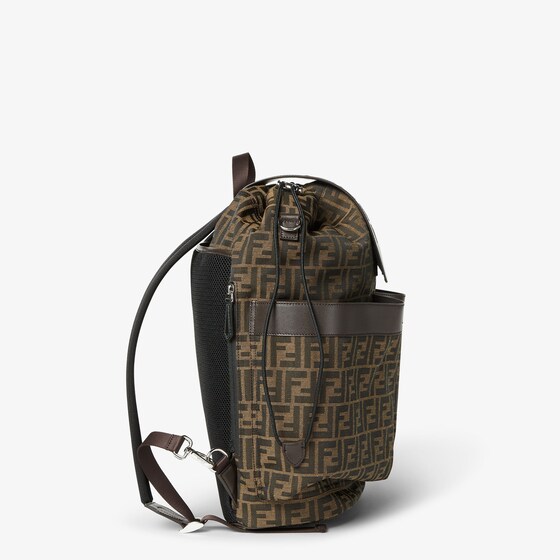 Fendi Large backpack in jacquard fabric with brown FF motif | Thumbnail 2