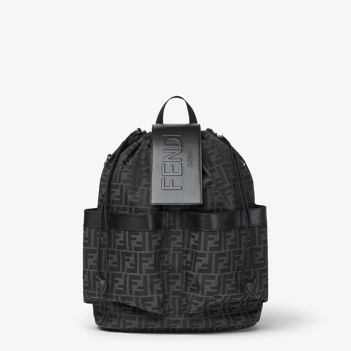 All Over Monogram Embossed Backpack with Drawstring Closure