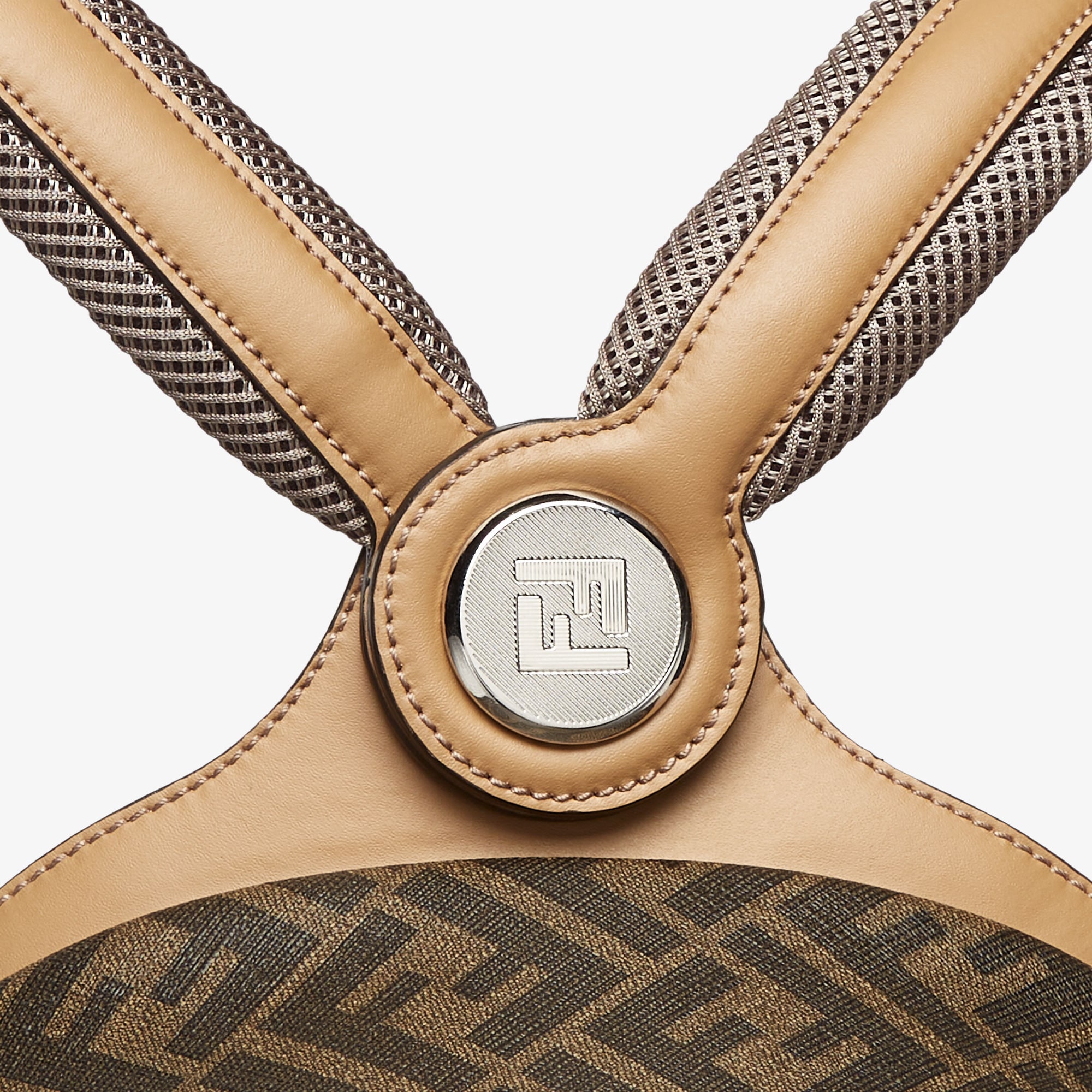 Fendi Diagonal Fendi Chiodo Medium Fabric Brown | Fendi Fendi Diagonal Fendi Chiodo Medium Fabric Brown | Fendi