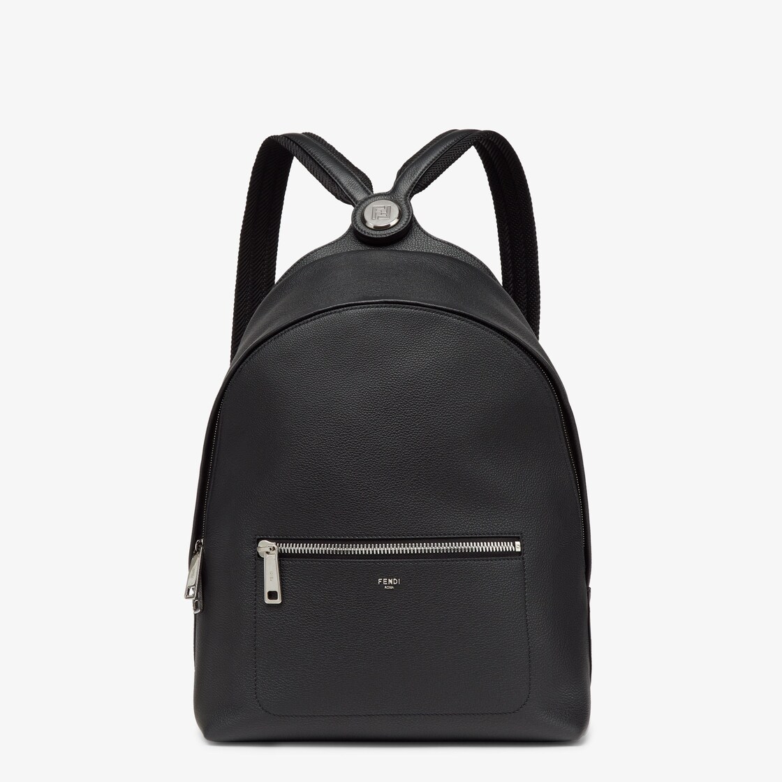 Fendi Chiodo Medium Fendi Roma Leather Rucksack aus Leder in Schwarz Fendi