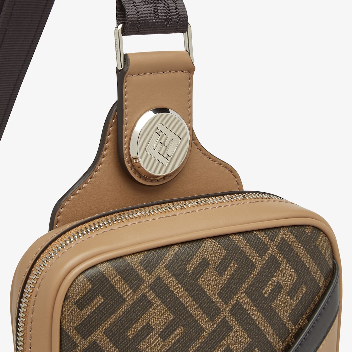 Fendi Diagonal Belt Bag Fabric Brown - Image 4/5