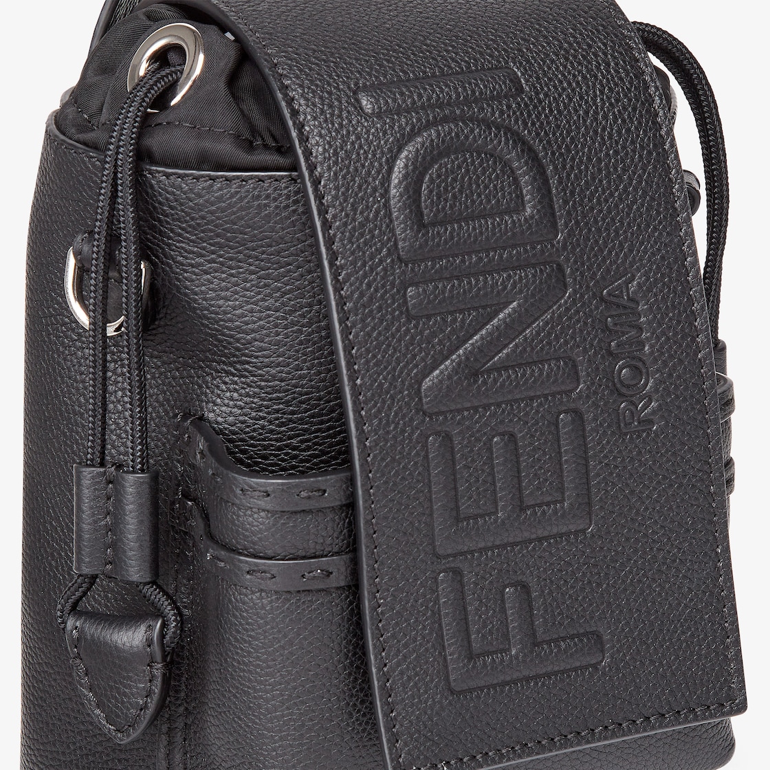 Fendi Roma Leather Fendi Strike Mini Leather Black - Image 4/5