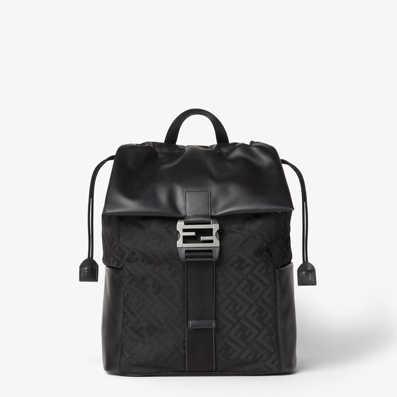 Fendi Flux backpack made of black padded FF nylon, with