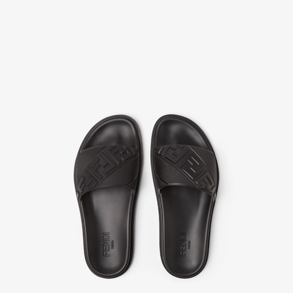 Fendi black cheap rubber slides