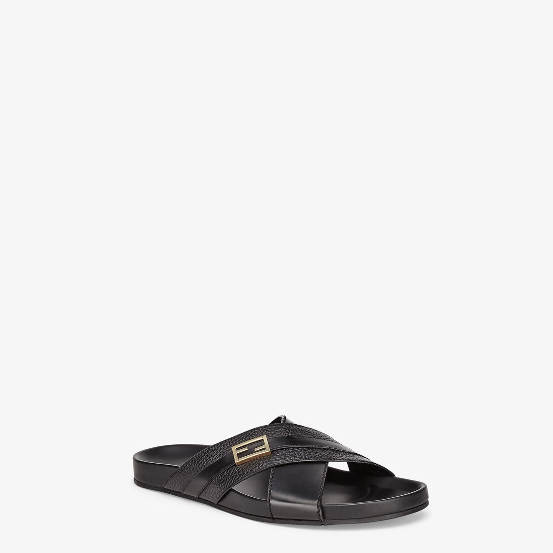 Sandals Black leather slides Fendi