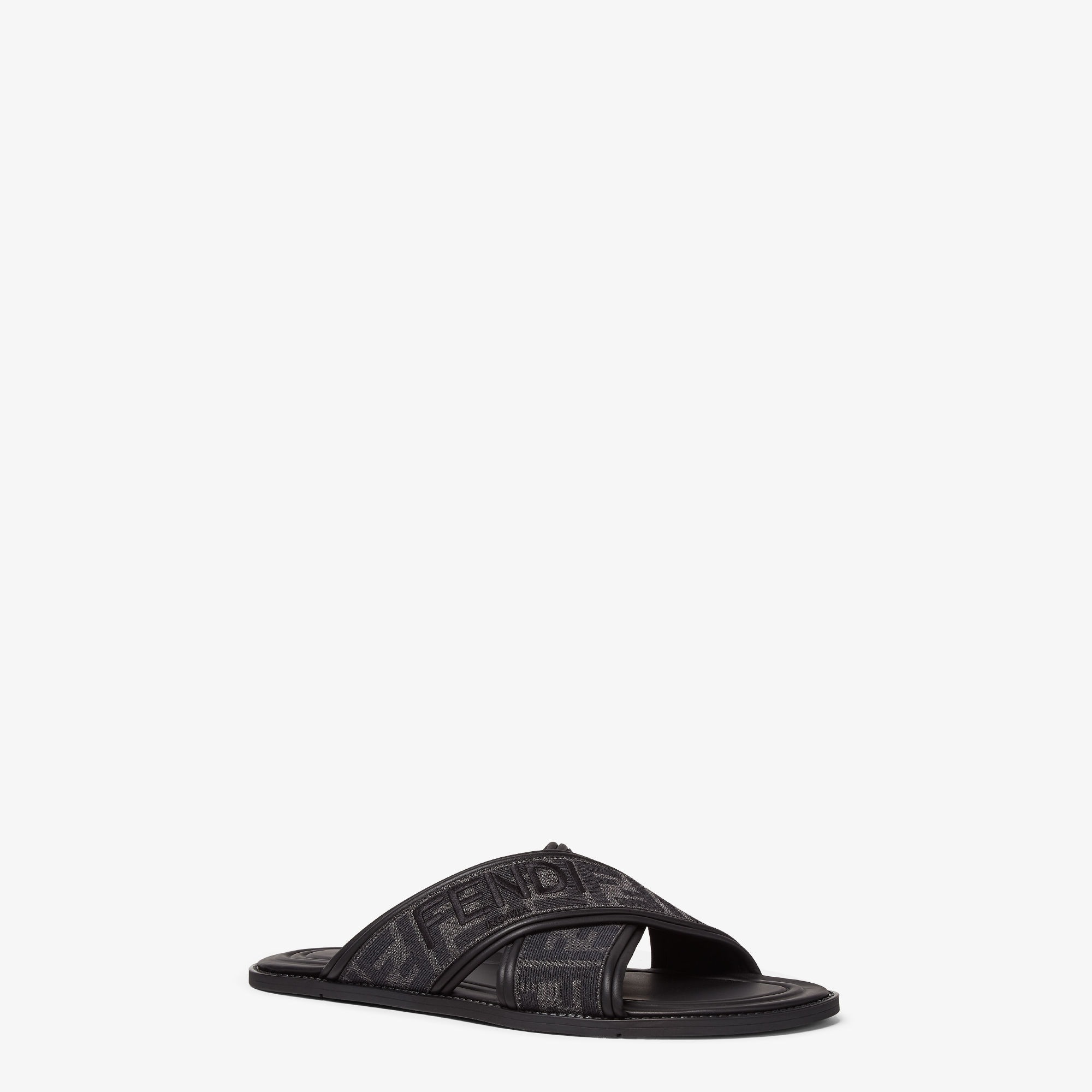 靴 FENDI FF Cross Band Slide Black Brow Fendi Cross-Strap FF Logo Sandals | Saks Fifth Avenue