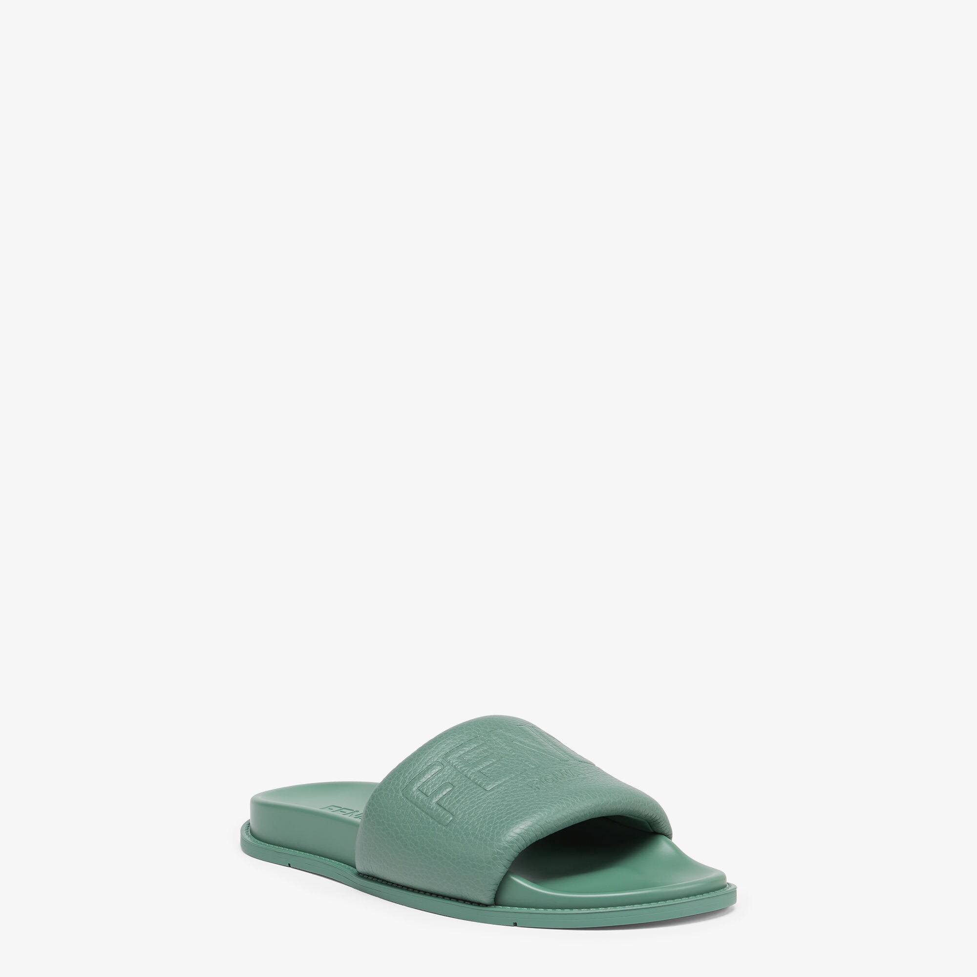 Fendi Roma Slides - Green leather fussbett | Fendi