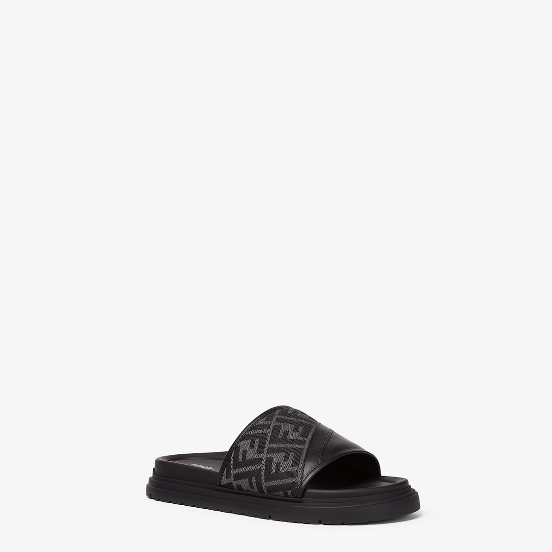 Fendi Diagonal Slides Grey FF jacquard and black leather slides Grey - Image 3/6