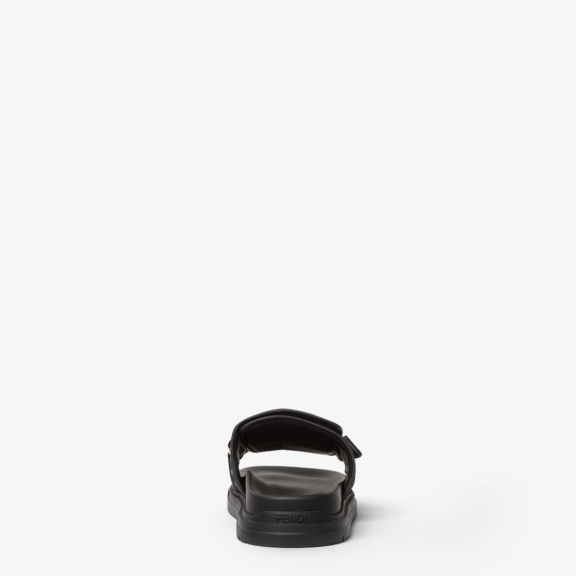 Fendi Chunky Slides Black leather and FF Nylon slides Black - Image 3/5