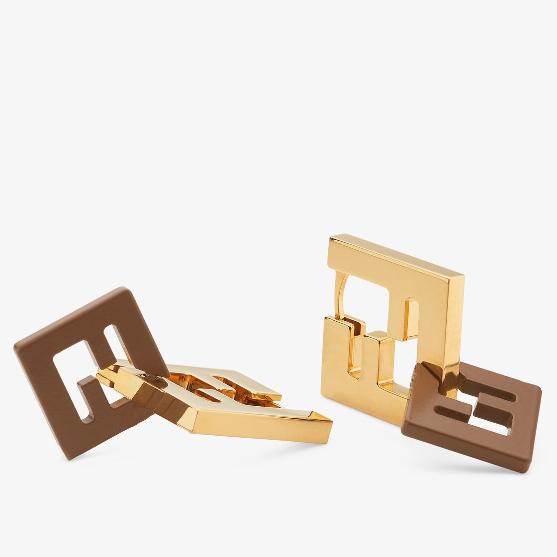 Forever Fendi earrings Gold finish Brown - Image 3/4