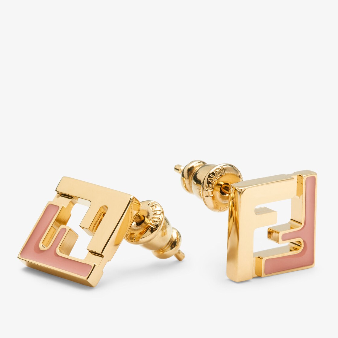 Forever Fendi earrings Gold and peach coloured metal earrings Fendi