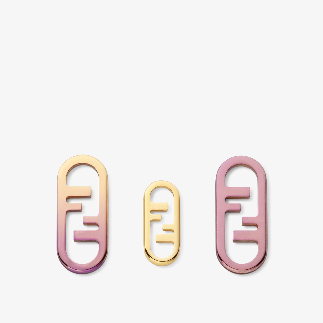 Set of Fendi O'Lock Earrings Gold finish Pink - Image 1/4