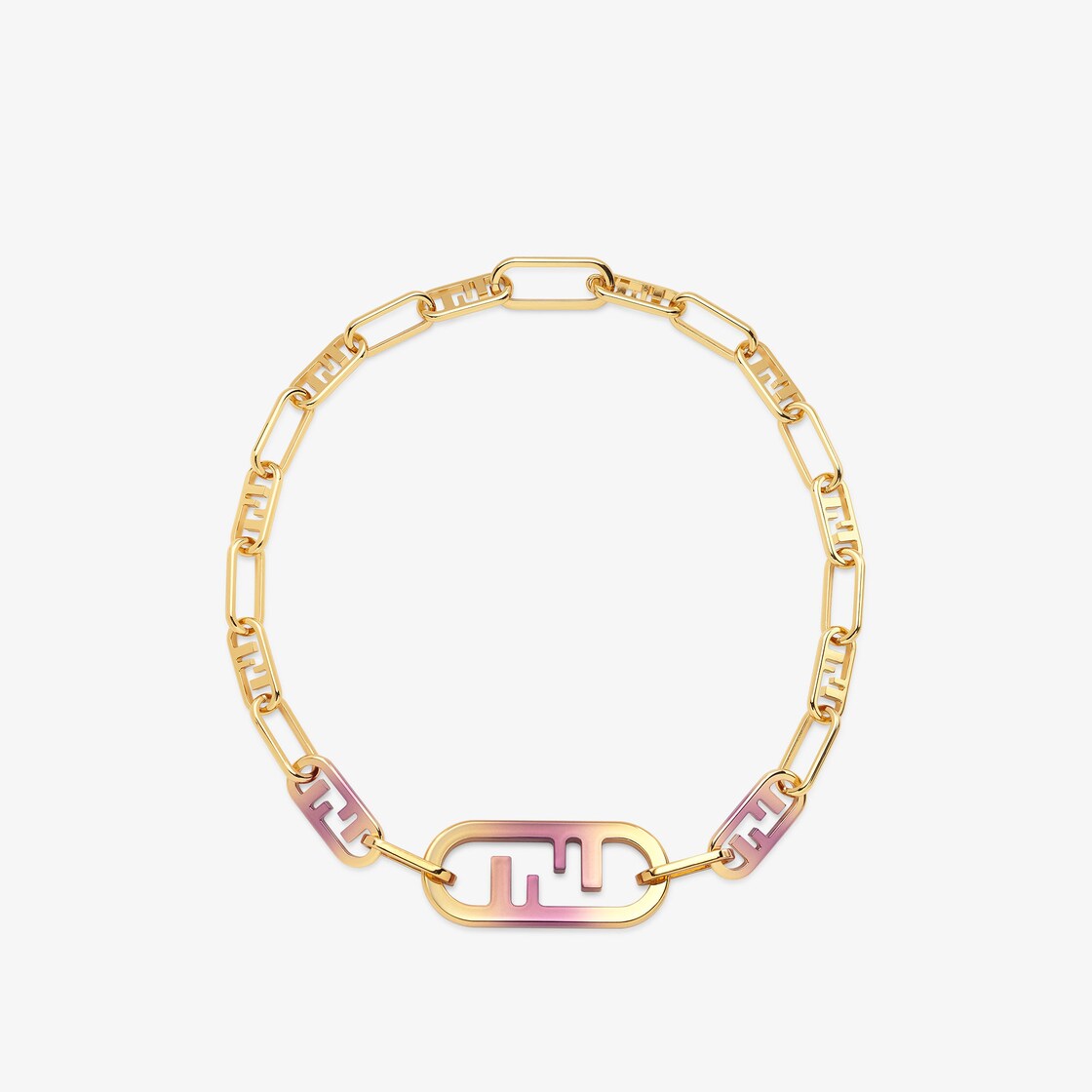 Fendi O'Lock Choker Gold finish Pink - Image 1/4