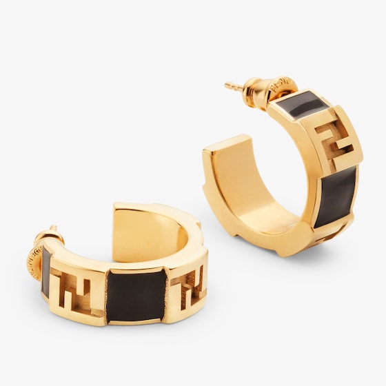 Fendi Small stud hoop earrings with embossed FF motif | Thumbnail 2