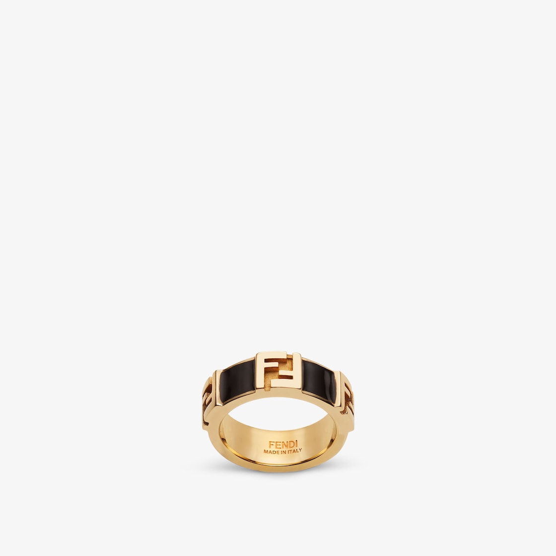 FENDI gold tone black FF logo metal men s ring Size FENDI gold tone black FF logo metal men s ring Size