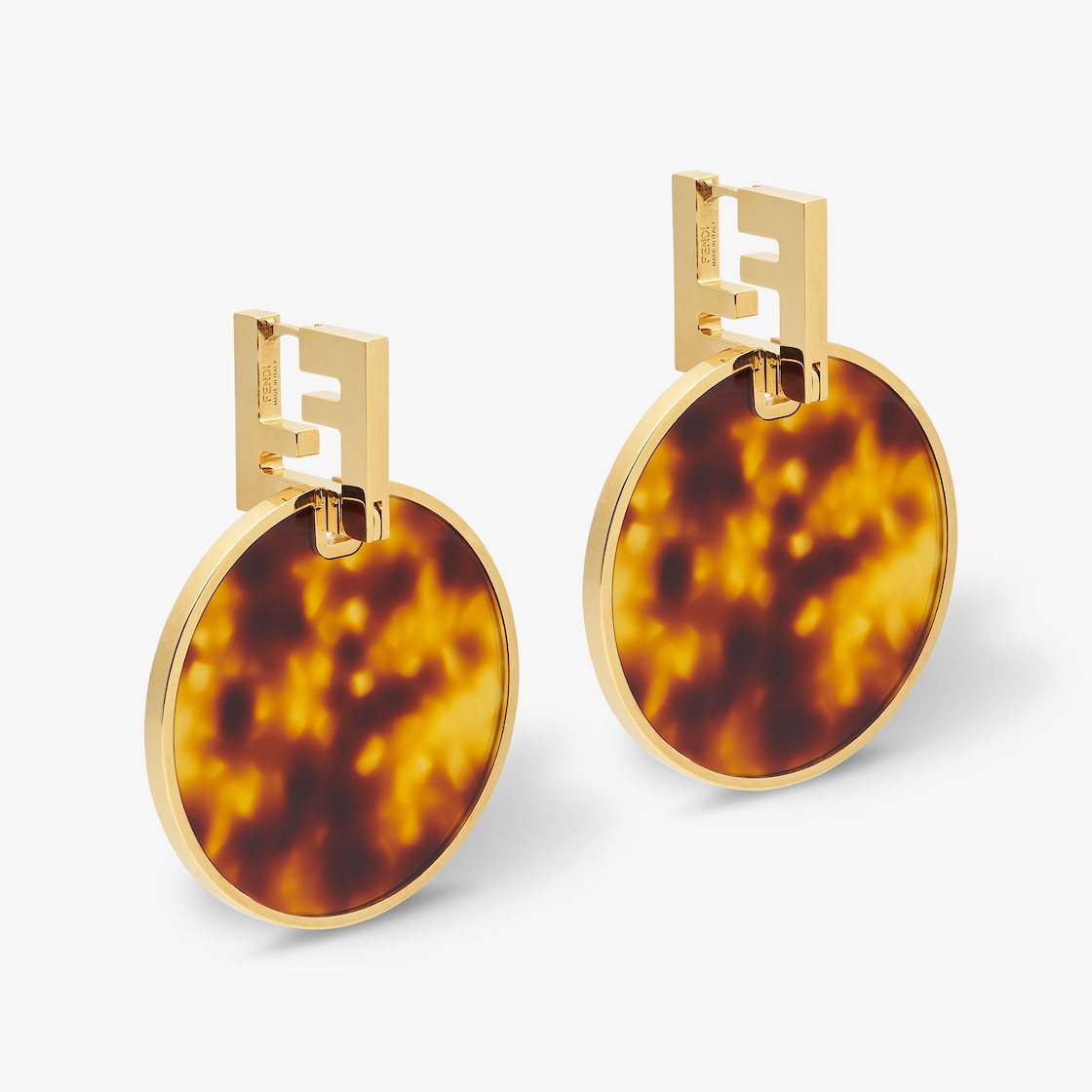 Forever Fendi earrings Golden finish Brown - Image 1/2