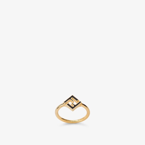Fendi Ring with cut-out FF logo in black enamel