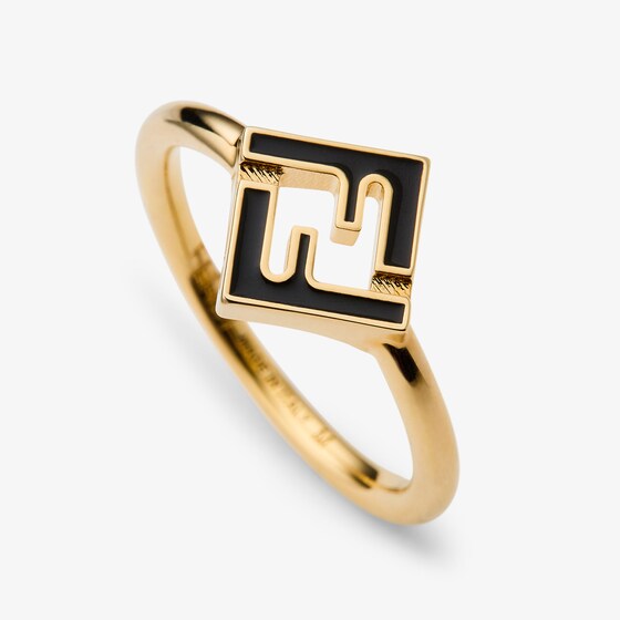 Fendi Ring with cut-out FF logo in black enamel | Thumbnail 2