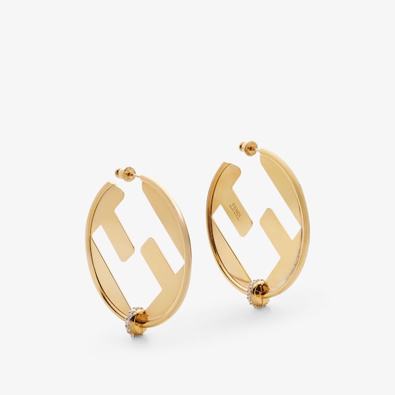 Fendi Ff-motif Embellished Earrings In Gold