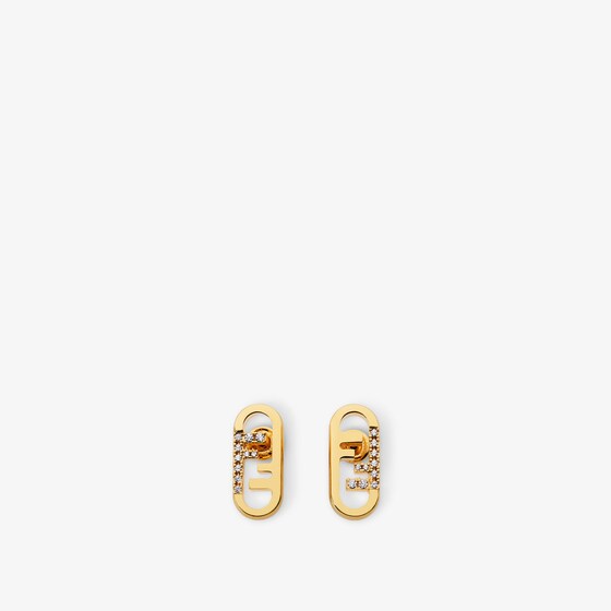 Fendi Crystal-embellished Metallic Earrings In Gold