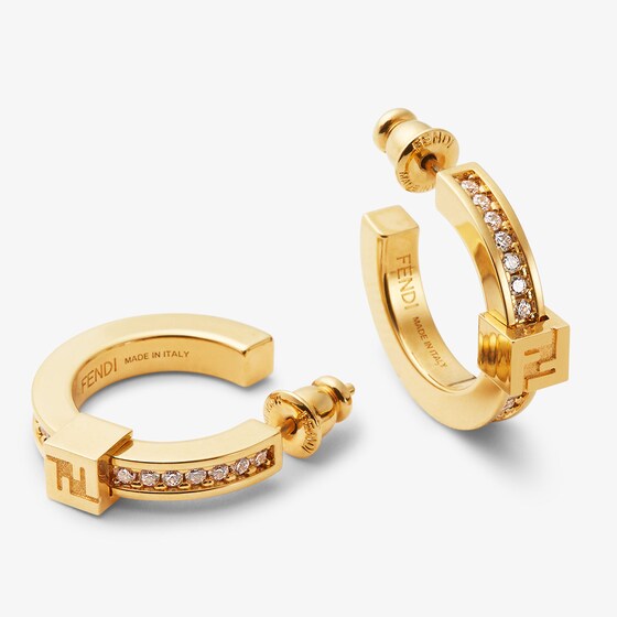 Fendi Small hoop earrings with FF logo | Thumbnail 2