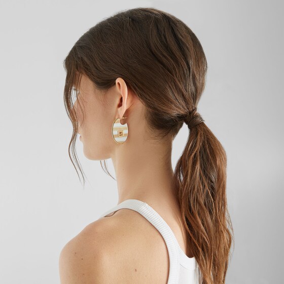 Fendi Oval hoop earrings embellished with a cut-out FF logo made | Thumbnail 3