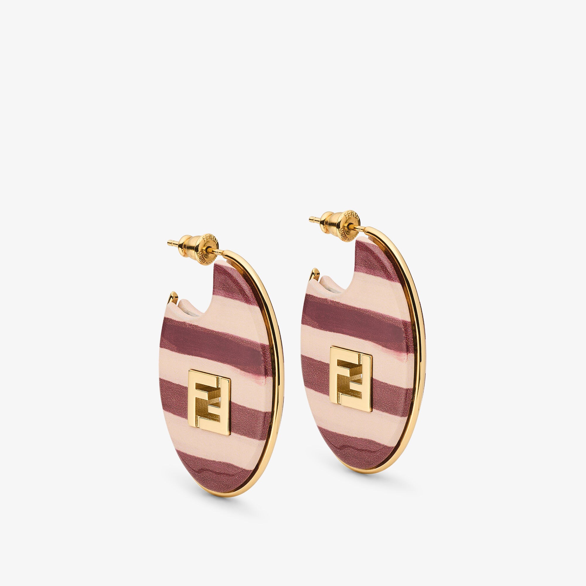 حلق Forever Fendi حلق من resin مع علامة Pequin باللونين الوردي والأحمر الكرزي موريلو