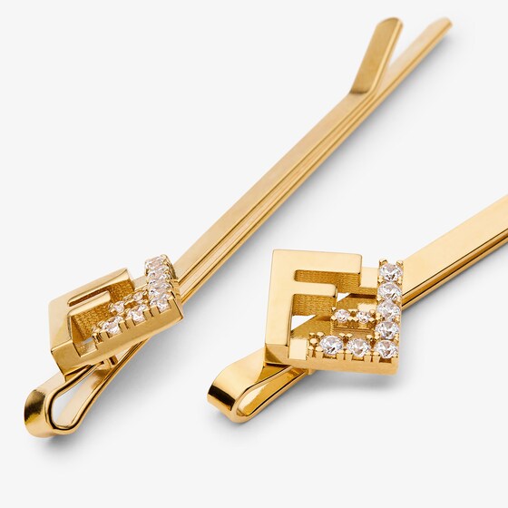 Fendi Set of two hair clips with cut-out FF logo | Thumbnail 2