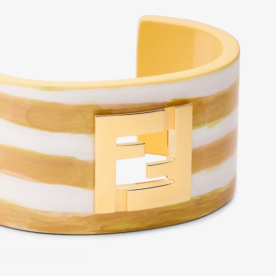 Fendi Rigid bracelet with cut-out FF logo made of metal with | Thumbnail 2
