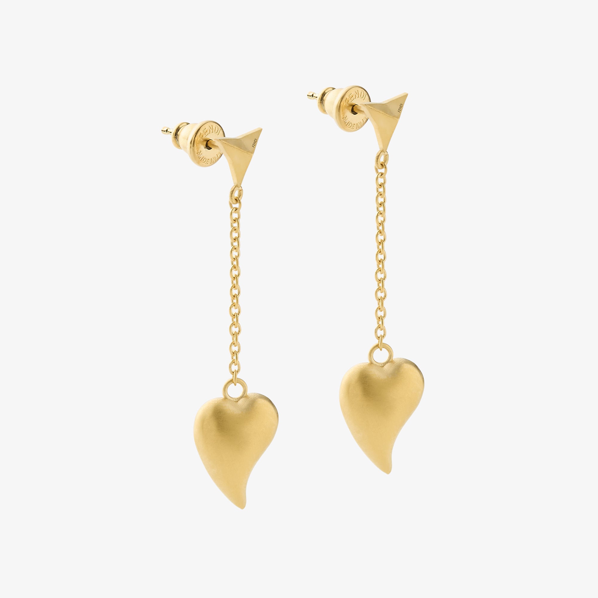 حلق متدلٍّ FENDI Heartbeat حلق من المعدن باللون الذهبي الكلاسيكي