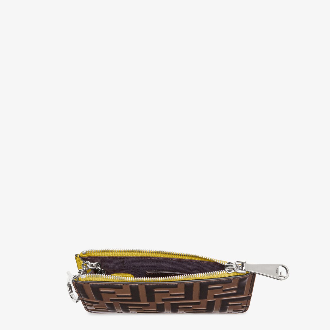 Fendi Ff Logo Print Leather Key Ring Nylon Tote in Brown