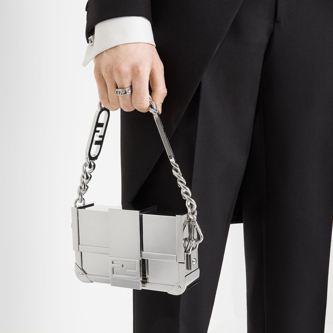 Mini Strap You - Silver-colored metal shoulder strap | Fendi