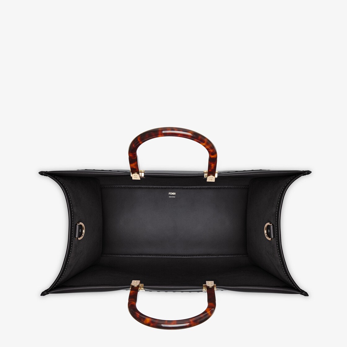 FENDI Sunshine Leather Tote Bag Black